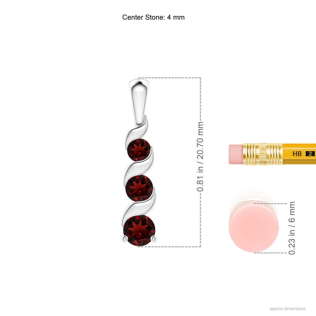Angara Necklace - Natural Round Garnet Pendant Necklace in 925 Sterling Silver for Women (Size-4mm) | January Birthstone Jewelry, Birthday, Anniversary, Christmas, Jewelry Gift for Women