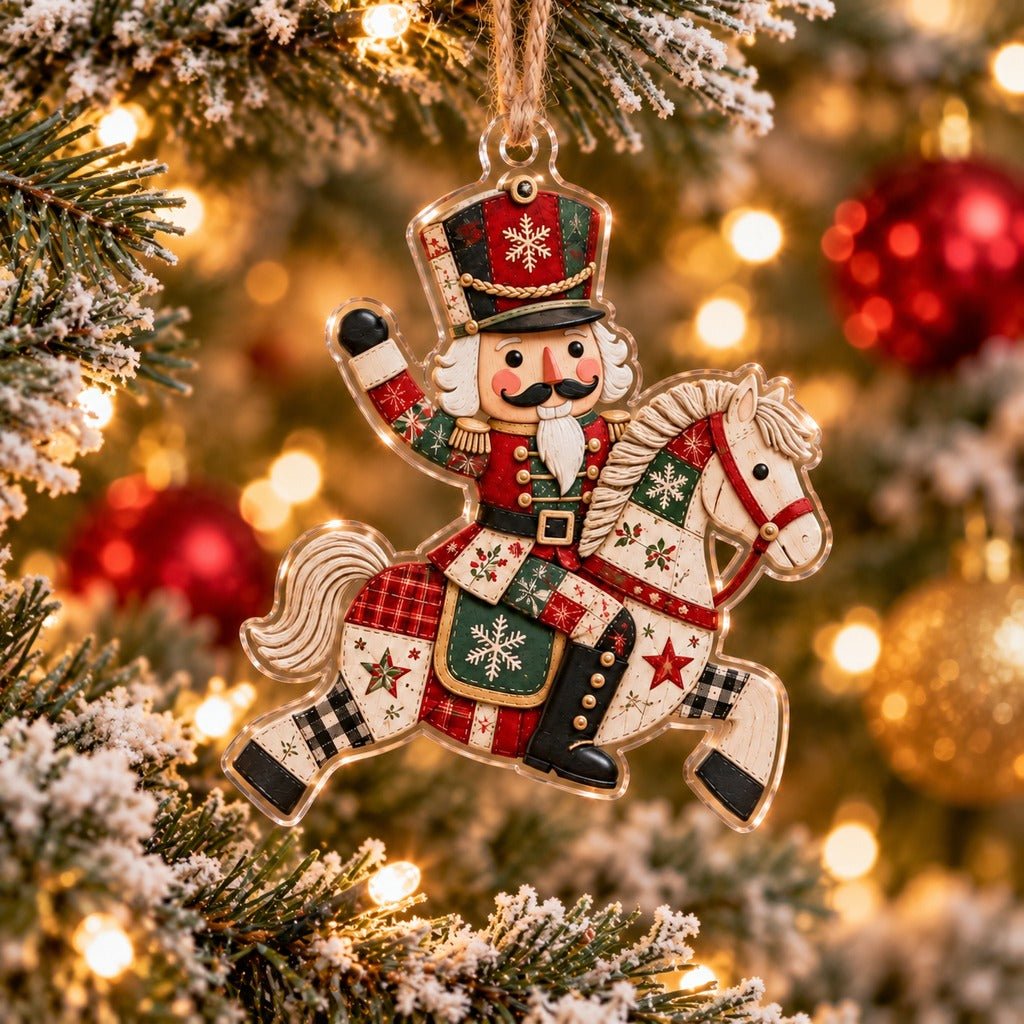 Patchwork Christmas Ornament Nutcracker Horse Rider Tree Hanging Gift