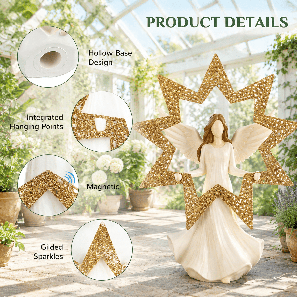 12-Inch Angel Christmas Tree Topper with LED Lights and 6-Hour Timer