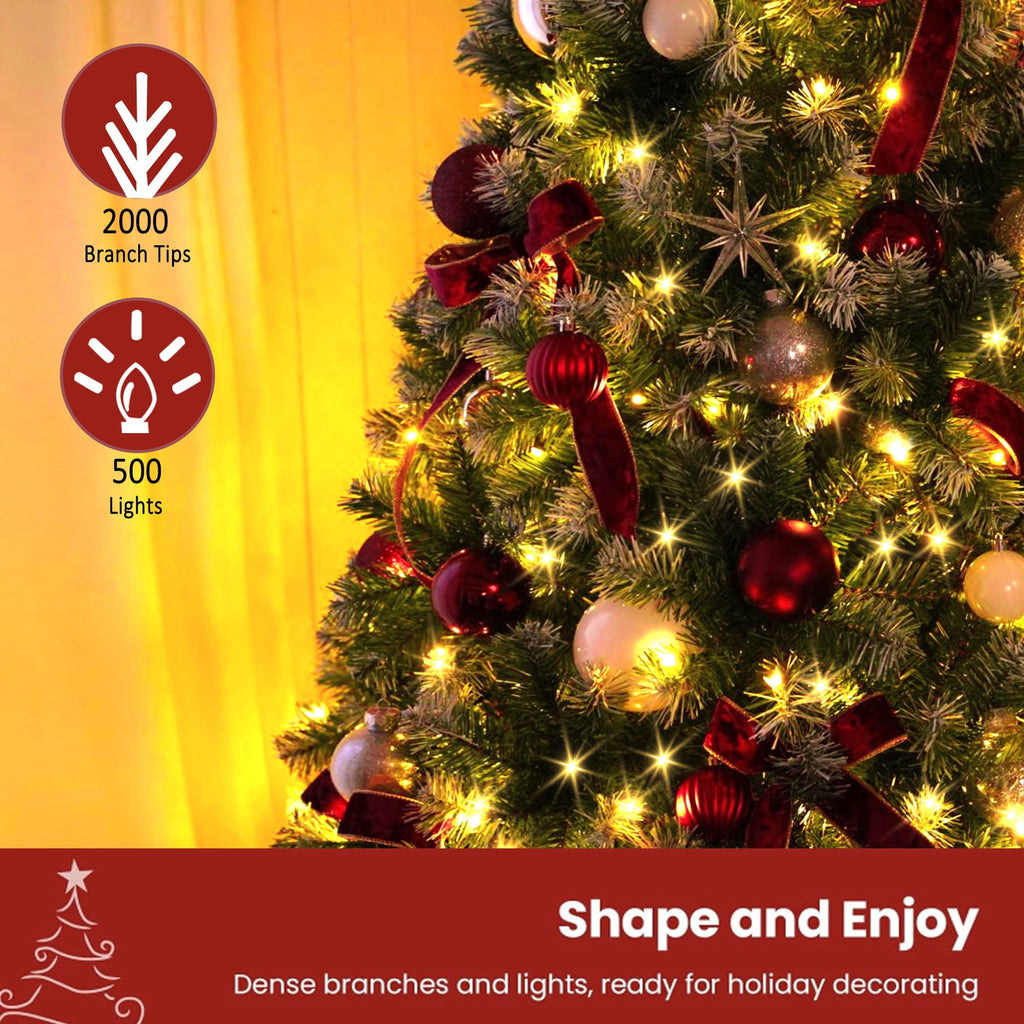 Yexmas 6ft Pre-Lit Green Christmas Tree, 11 Modes Colored LED Lights, Artificial Xmas Tree with Large Storage Bag