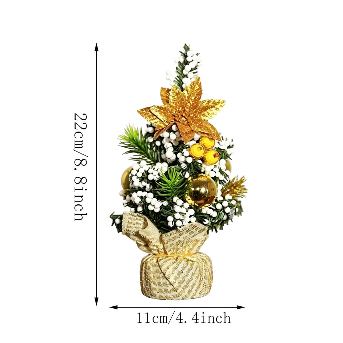 Surpdew Mini Christmas Tree Table Top Decorations- 9" Artificial Small Pine Trees with Burlap Base on Desktop, Shelves, Bedroom, Miniature Scenes Xmas for Home, Office, Party Decor
