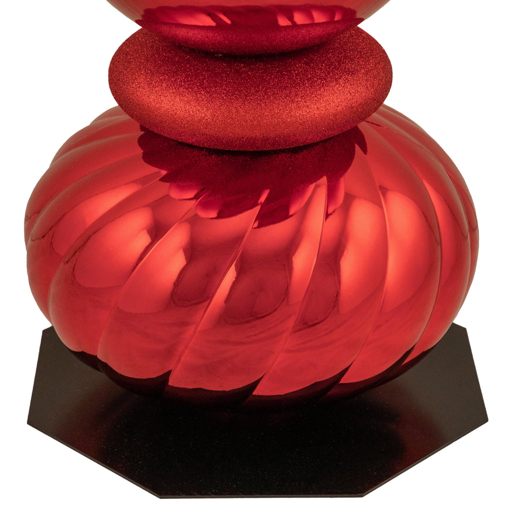 Northlight Shiny Ball Finial Tower Commercial Christmas Decoration - 4.5' - Red