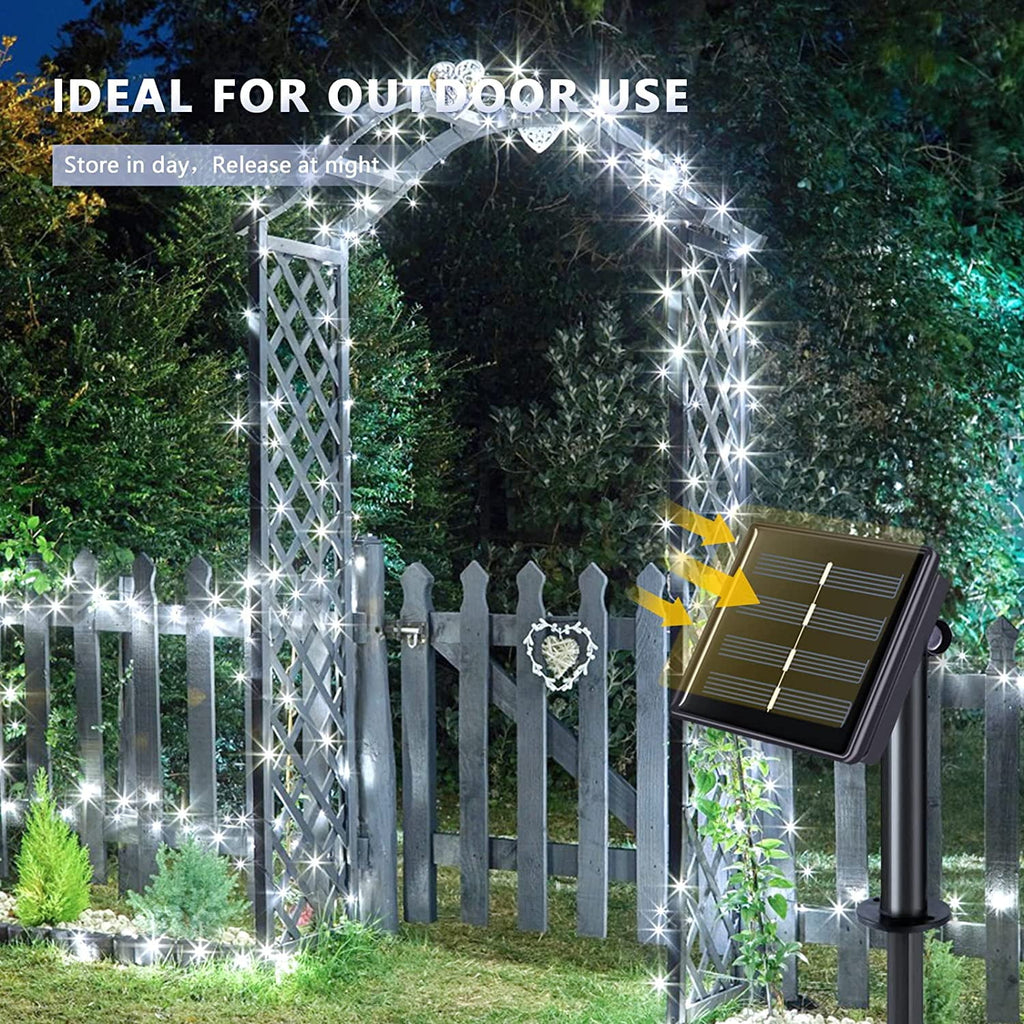 4 Pack Christmas Solar String Lights Outdoor, Total 184FT 520LED, Juhefa IP65 Waterproof Twinkle Fairy Lights for Xmas Tree, Party, Wedding, Yard, Fence Decor (Warm White)