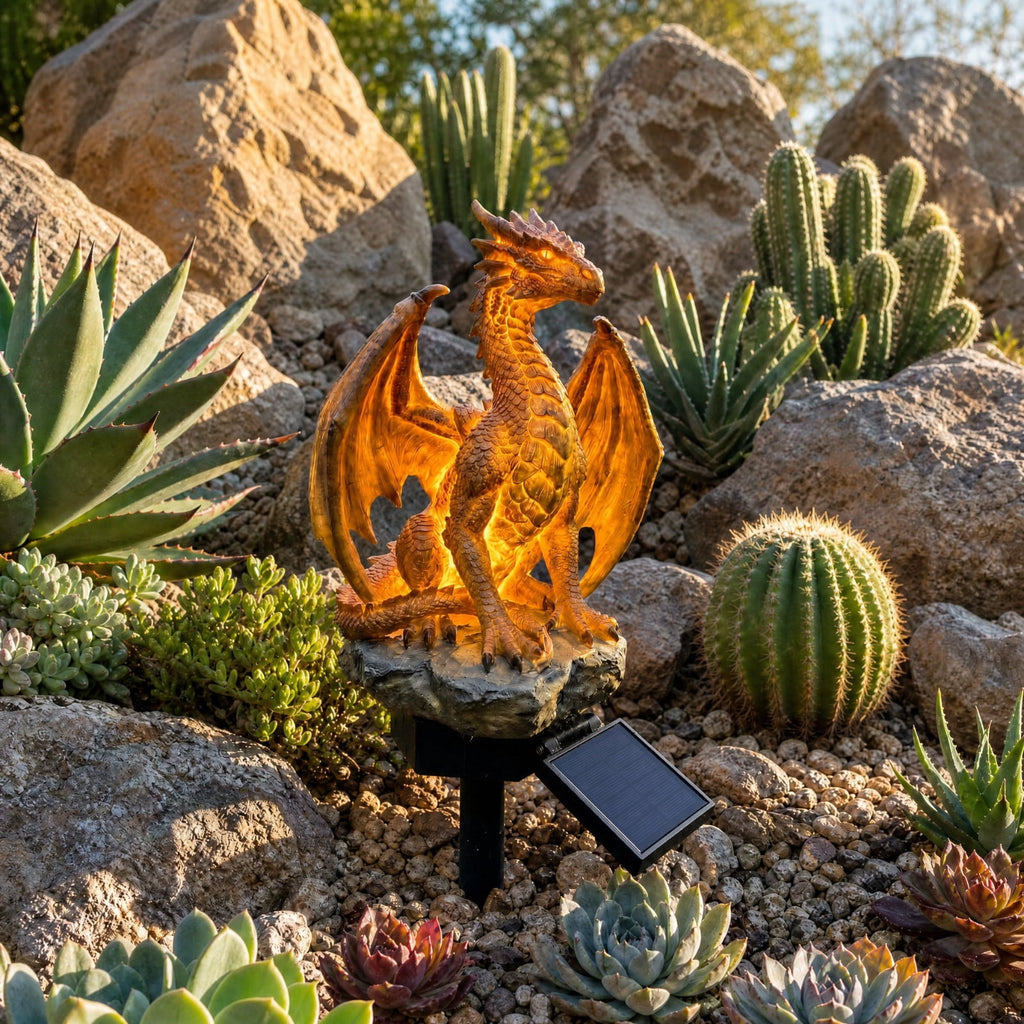 Clearance! Solar Garden Lights, 17 Inch Solar Dragon Stake Light Outdoor Waterproof, Mythical Dragon Statue with LED Glow for Patio Pathway, 1Pack