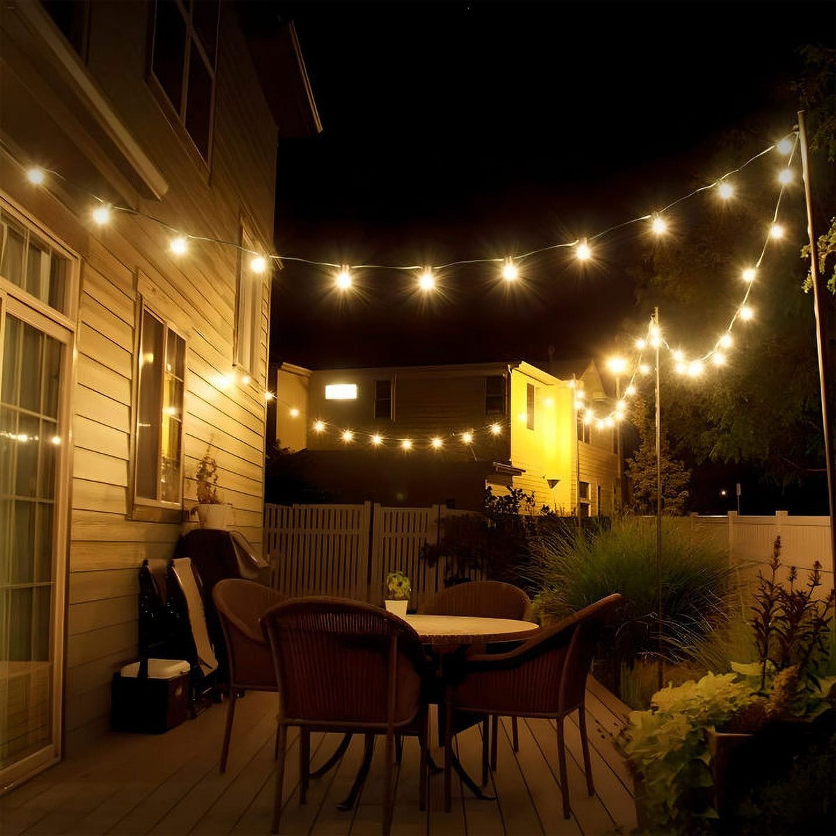 DAYBETTER 100ft Outdoor String Lights, with 24 Edison Vintage Shatterproof Bulbs, ST38 Waterproof Hanging Lights, Connectable and Dimmable Lights for Yard Patio