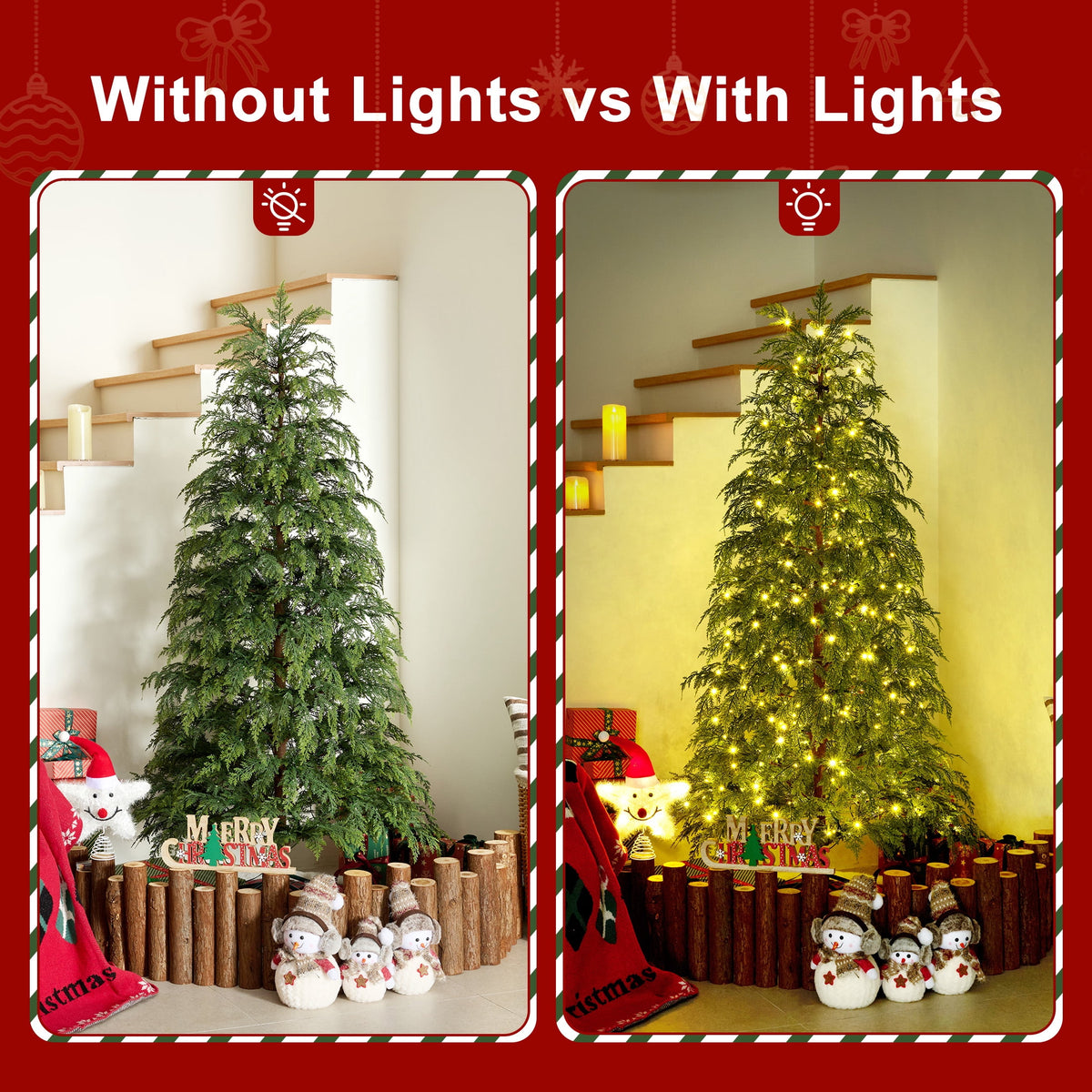 DR.Planzen 24" Pre-Lit Green Cypress Artificial Christmas Tree with 30 Warm White LED Lights, Mini Tabletop Xmas Tree in Woven Basket Base, Indoor Holiday Decoration