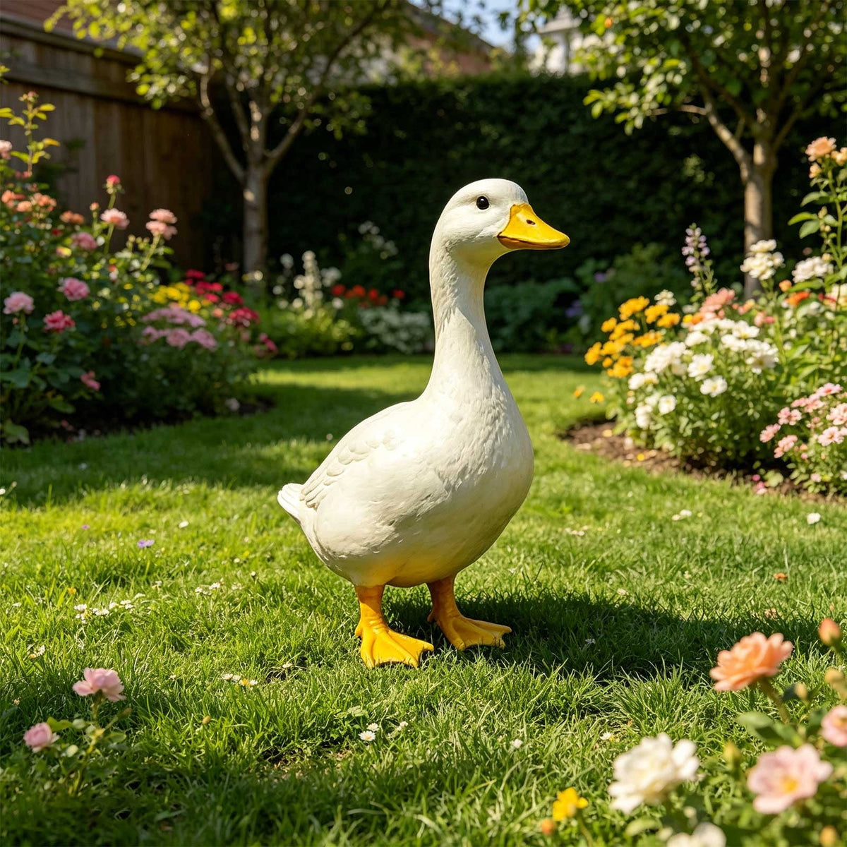CHJK Hand-Painted Large Porch Goose Statue, Eye-catching Christmas Resin Goosey Ornaments Figurine, Compact Tabletop Ideal For Holiday Parties And Family Decor Must Have Christmas Gift