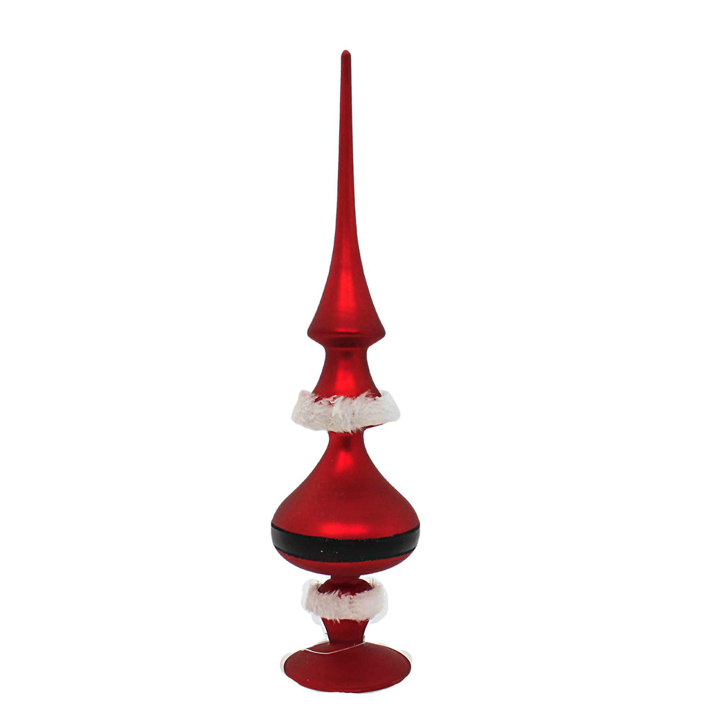 Christmas Santa Belt Tree Top Finial Glass Tabletop Decor 54138D