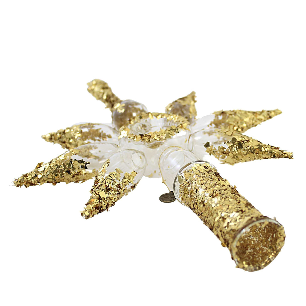 Blubom 13.25In Transparent Gold Star Finial, Glass, Tree Topper Reflector Christmas 2022295
