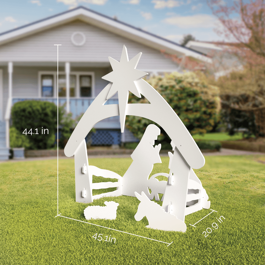 UBesGoo Weatherproof Lawn Nativity Scene Yard Display Outdoor Nativity Sets for Christmas