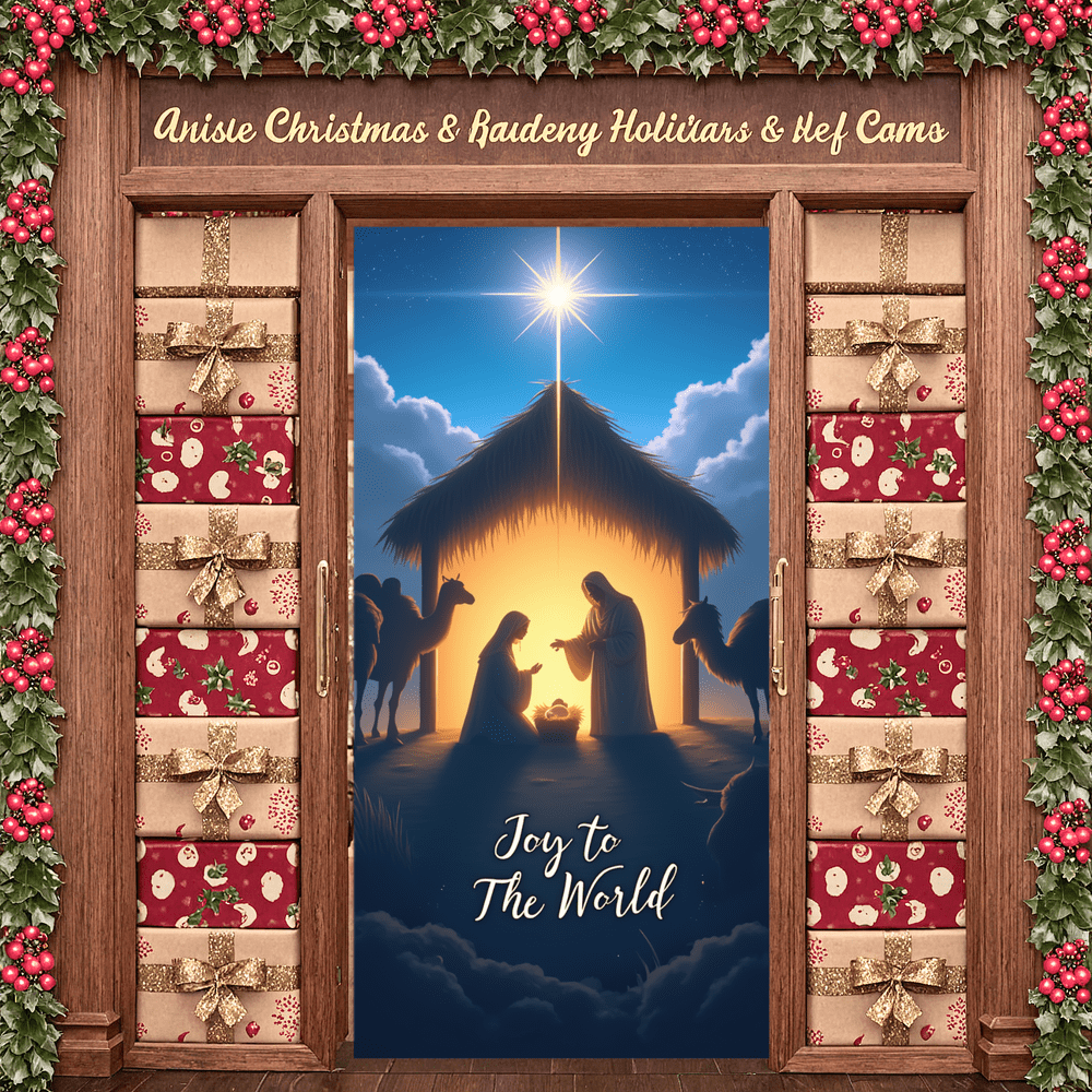 Decorative Design Nativity Scene Joy to the World Manger Scene Polyester Material Christmas Theme for Holiday Celebration Indoor Decoration Religious Event