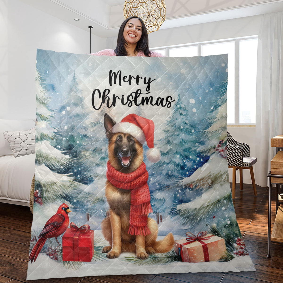 Merry Christmas French Bulldog Enjoys Woofmas Winter Xmas Holiday Quilt Bedding Set Dog Lover Gifts 1 Blanket Bed Cover 2 Pillowcases - 02022