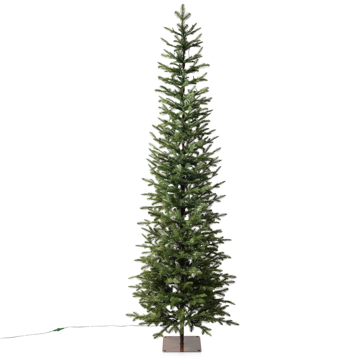 DR.Planzen 6ft Prelit Pencil Christmas Tree with 150 Warm White LED Lights, 1571 PE Branch Tips, Iron Base, Slim Artificial Christmas Tree for Apartment, Entryway, Corner, Office