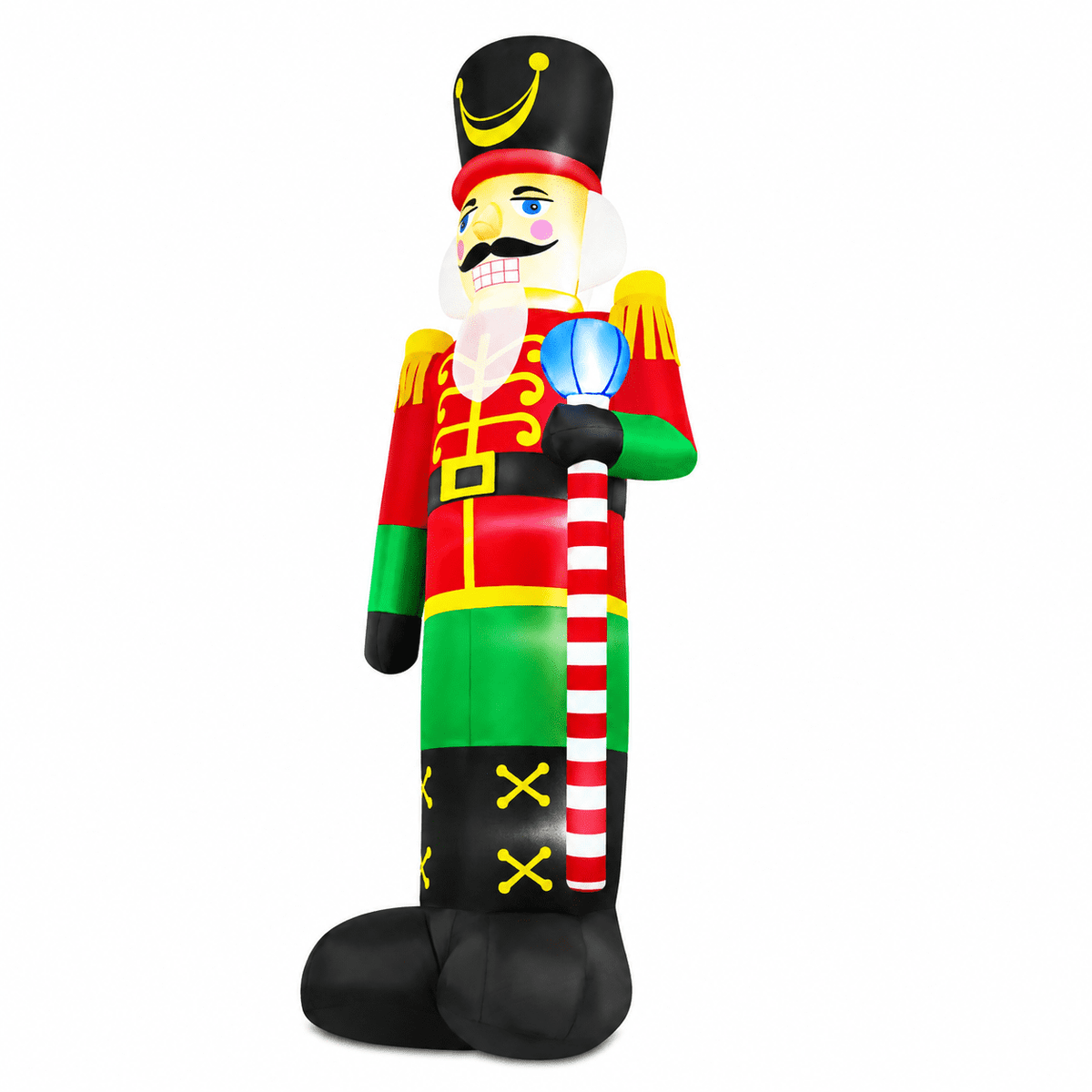 Yexmas 12FT Christmas Inflatable Nutcracker Soldier, Blow Up Yard Xmas Decor with LED Light&Candy Cane for Holiday Party Lawn Garden Outdoor Decor