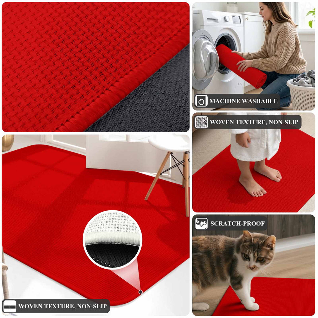 Large Area Rug 63"x78.7",Christmas Tree Absorbent Non Slip Indoor Outdoor Carpet,Xmas Green Cartoon Tree Snowflakes Farmhouse Low Profile Floor Rug Doormat for Living Room Dining Room Bedroom Office