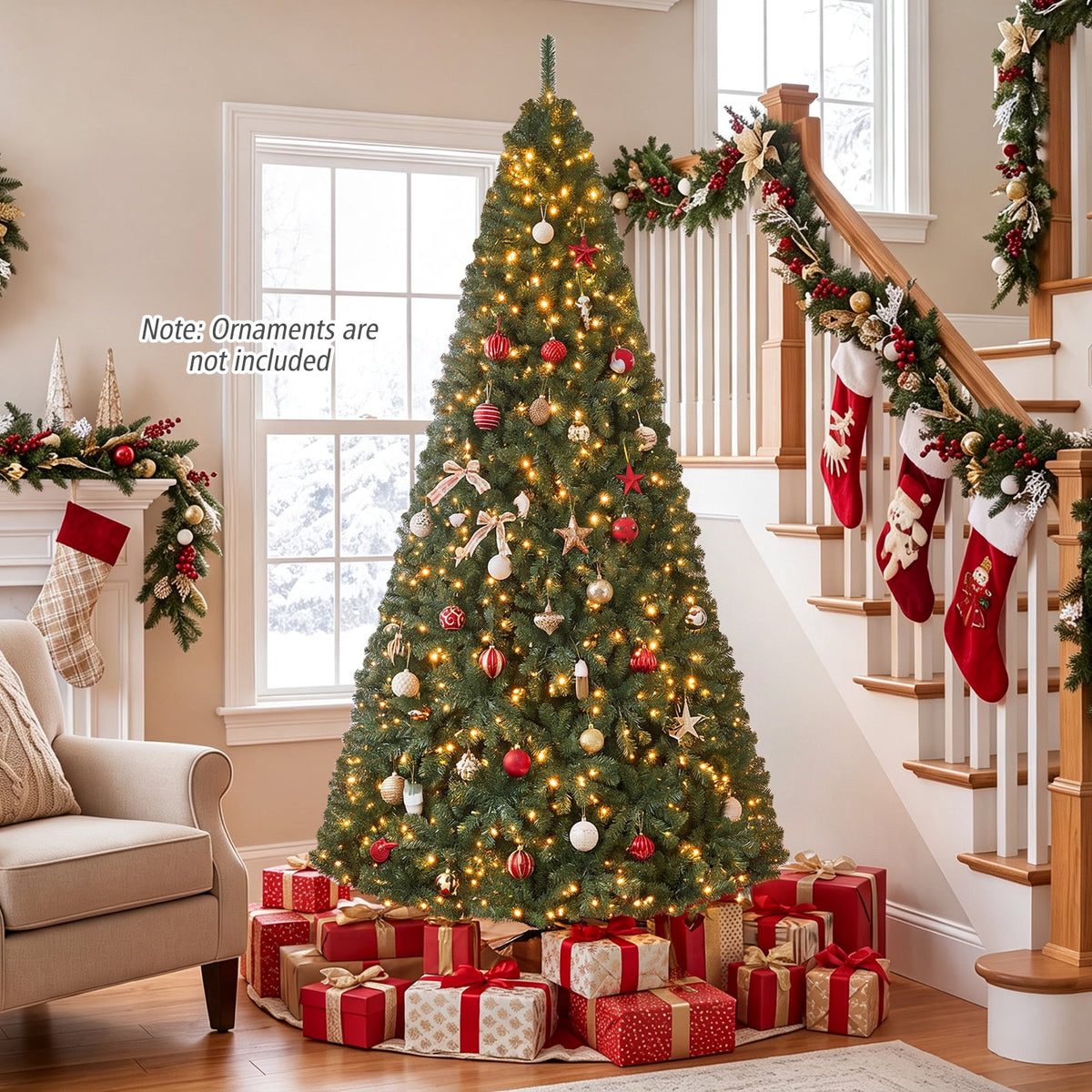 Costway 4 FT Pre-Lit Artificial Christmas Tree with 296 Dense Branch Tips, 100 LED Lights