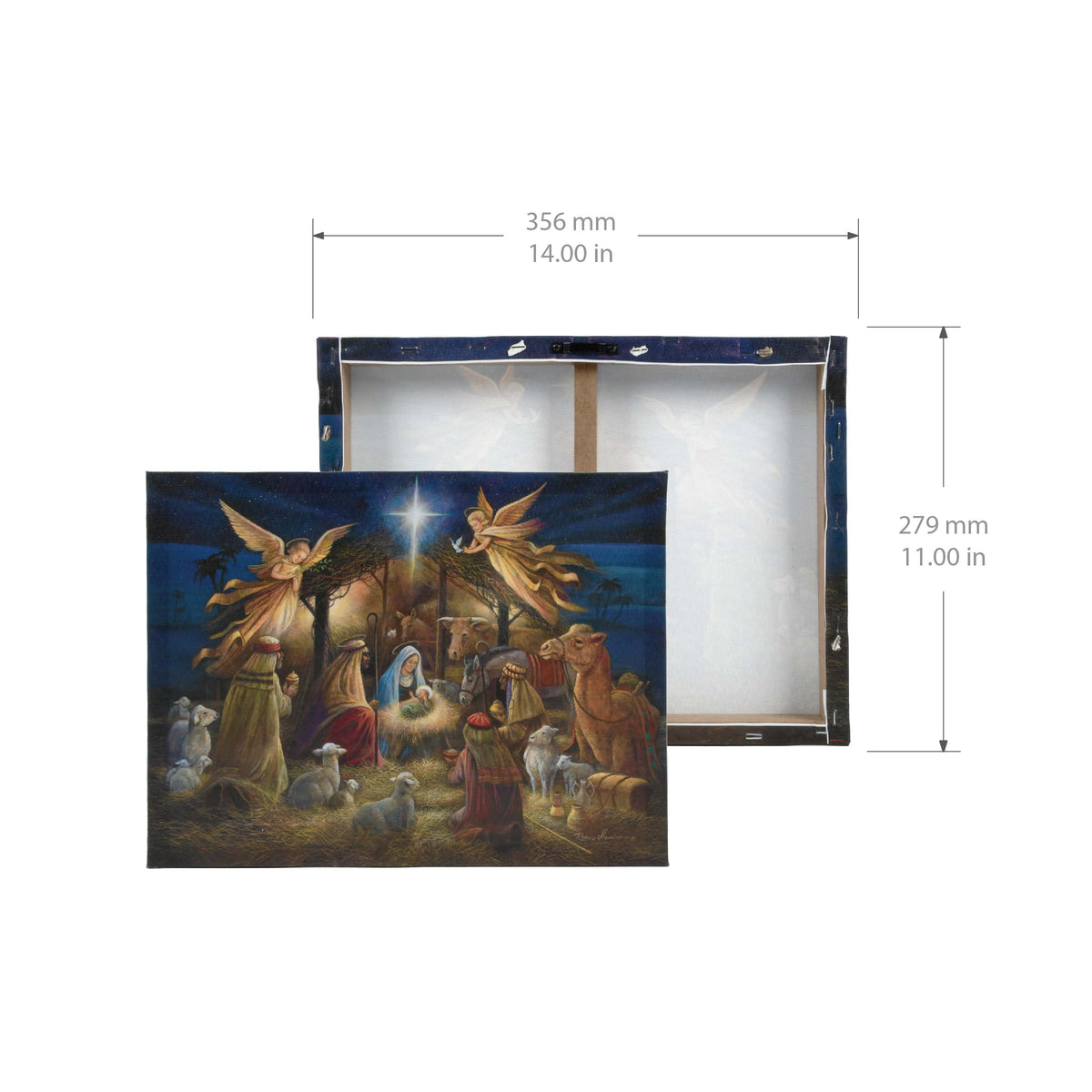 Prinz Miracle Night Nativity Scene 12" x 12" Canvas Christmas Wall Art, Multicolor