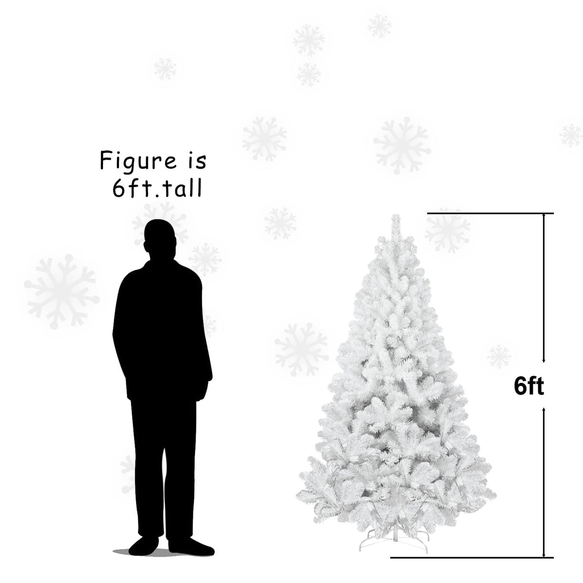 6 Ft White Christmas Tree with Memory Wire, 760 Tips Hinged Artificial PVC Tree, Easy Assembly Holiday Xmas Tree for Indoor Decor (Ornaments Not Included)