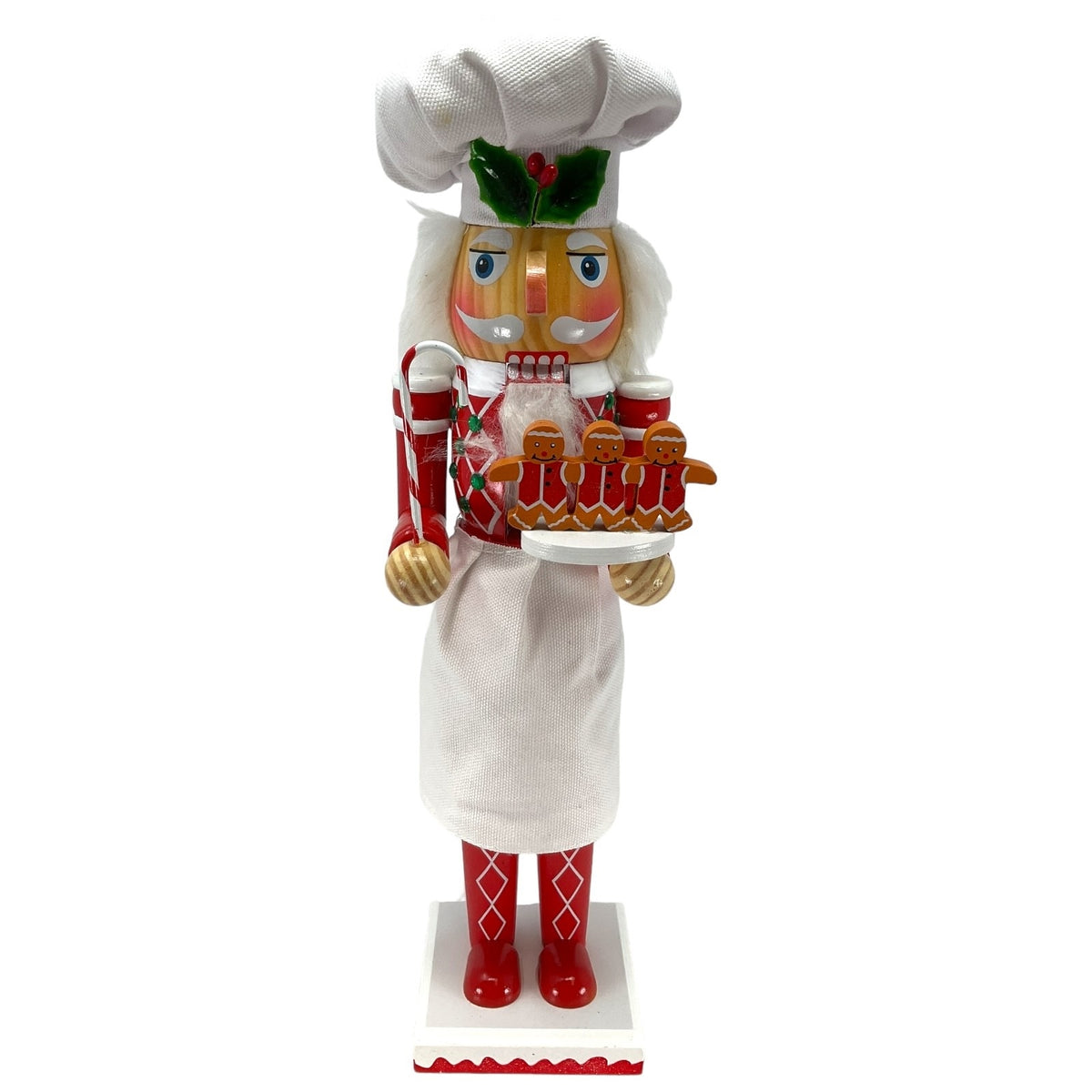 Christmas Wood Nutcracker holding Candy and Gingerbread 15 Inch 2 Piece Set