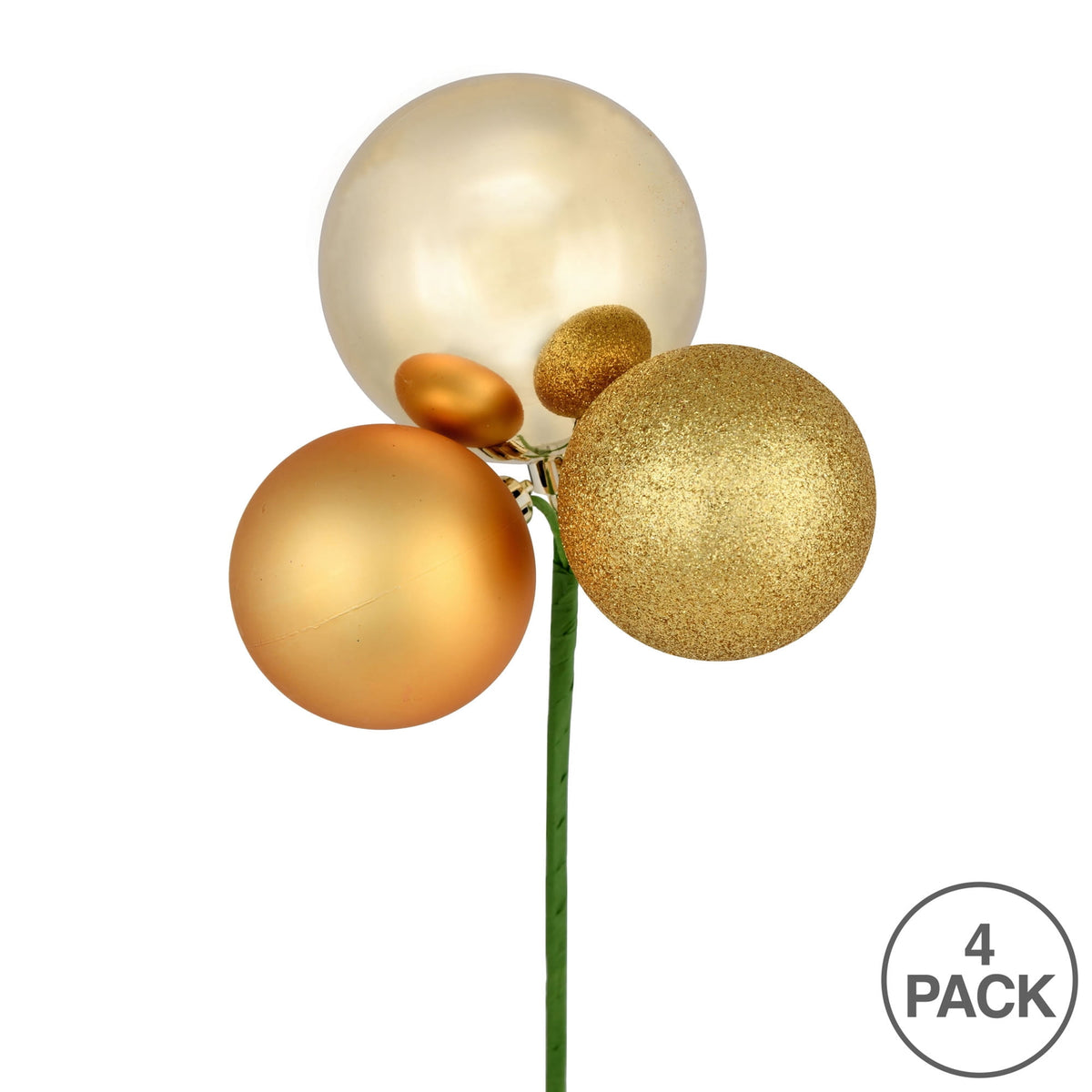 Vickerman 18" Coral Ball Ornament Christmas Pick, 4 per set
