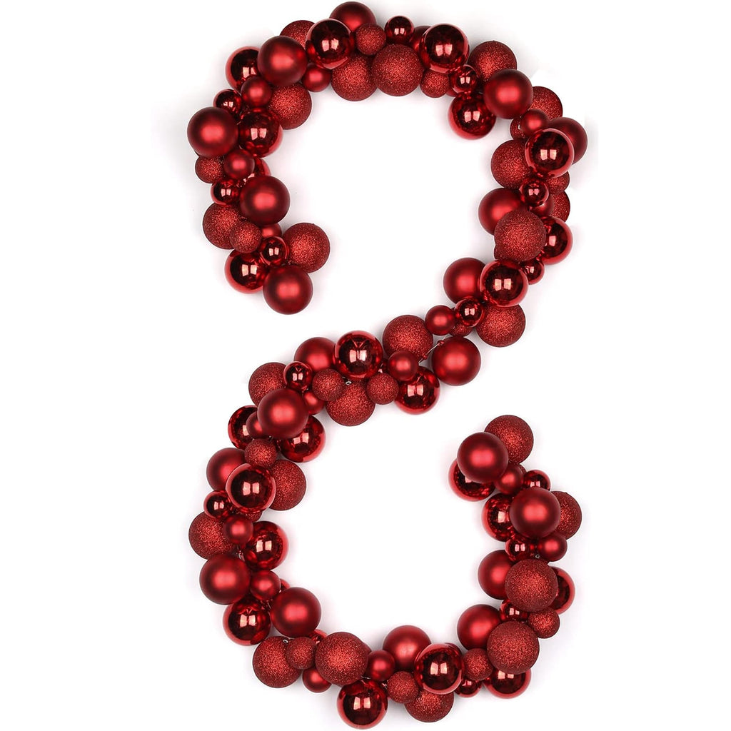 6 Ft Christmas Ball Garland Ornaments Shatterproof Xmas Hanging Balls Holiday Party Wedding Christmas Tree Decor Red
