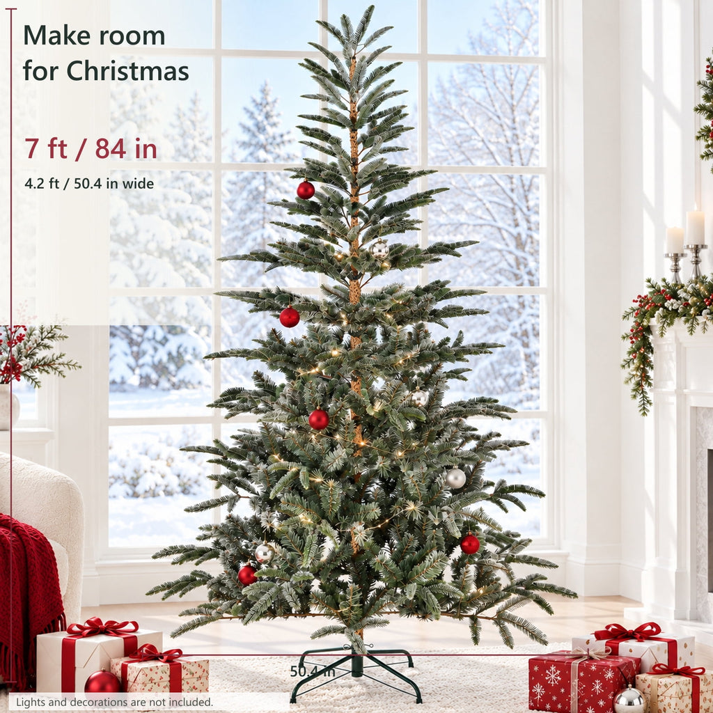 Furnibear 7ft Christmas Tree with 700 Snowy Tips Easy Setup Artificial Christmas Tree for Holiday Decor
