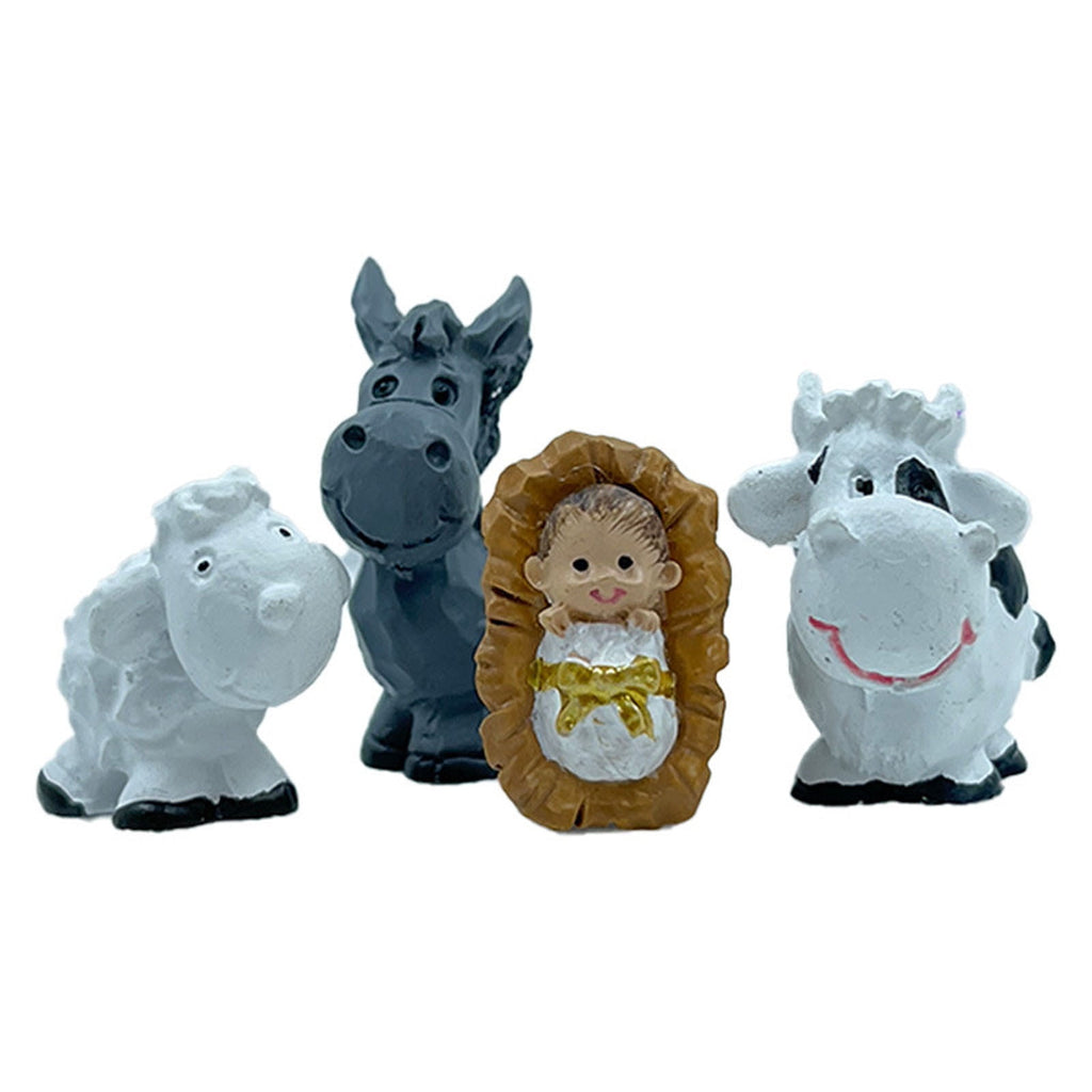 SIYTUAU Christmas Manger Nativity Scene Ornament Miniature Resin Craft Set 11 Piece Holy Family Figurines Display For Tabletop Holiday Decor
