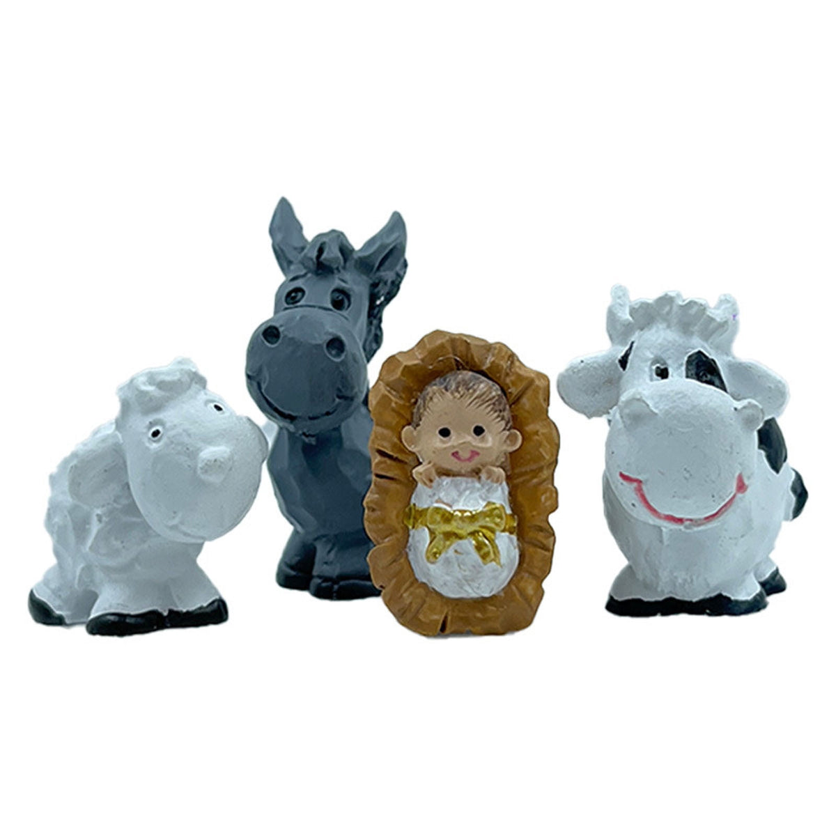 SIYTUAU Christmas Manger Nativity Scene Ornament Miniature Resin Craft Set 11 Piece Holy Family Figurines Display For Tabletop Holiday Decor