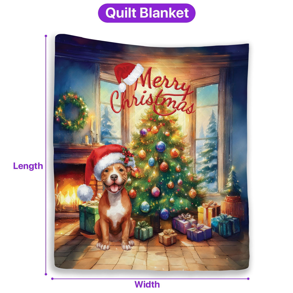 Merry Christmas French Bulldog Santa Hat Xmas Tree Winter Holiday Quilt Bedding Set Dog Lover Gifts 1 Blanket Bed Cover 2 Pillowcases - 01013