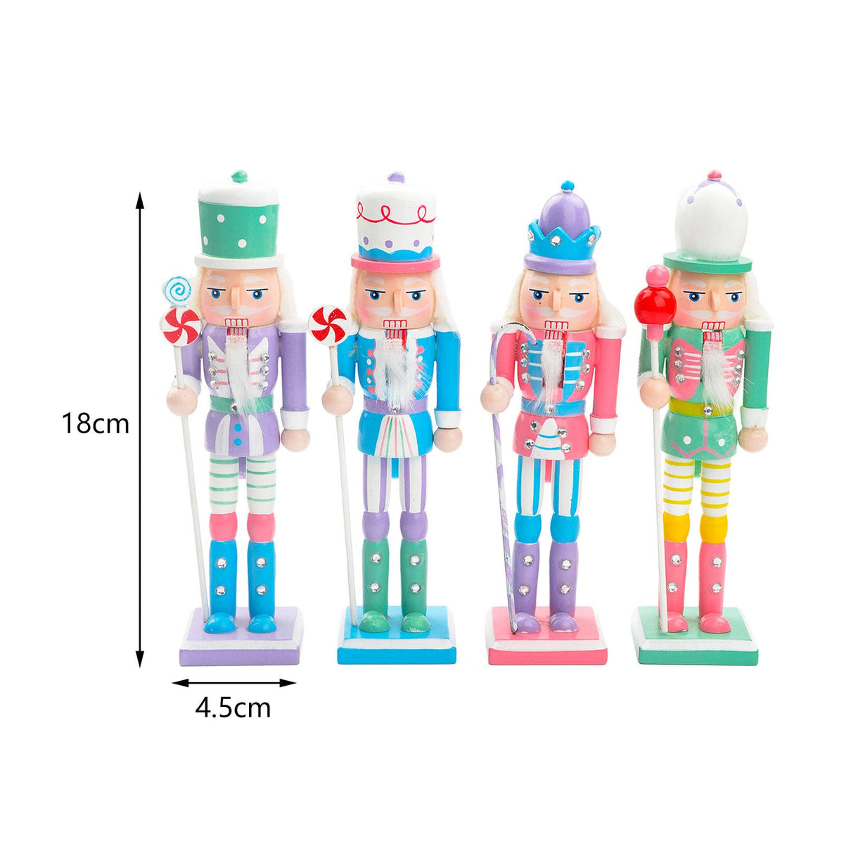 4 Pieces Christmas Nutcracker Ornaments Wooden Nutcracker Doll Decorative Statues Puppet for Shelves Home Decor Festival Xmas Gifts Holiday M