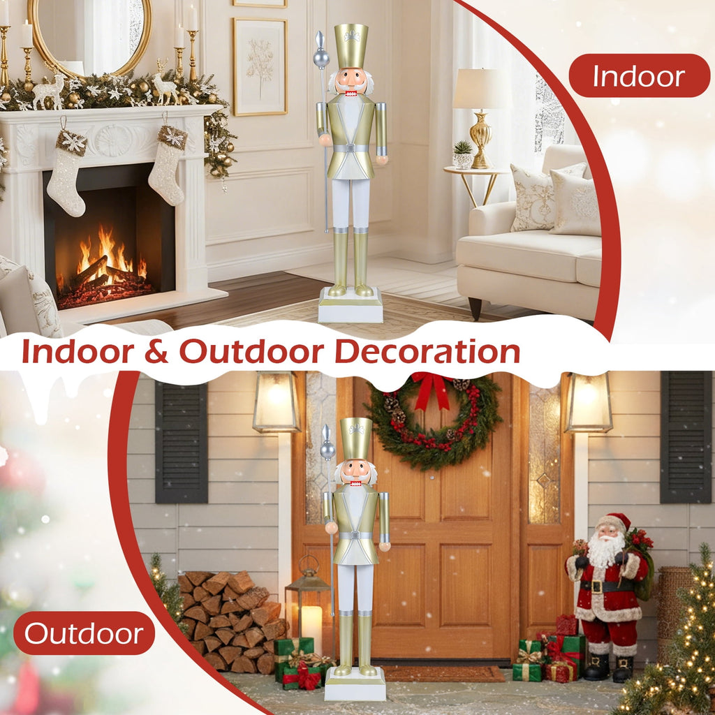 Gymax 4' Outdoor Christmas Nutcracker w/High Hat & Beautiful Scepter Uniform & Boots for Yard Black