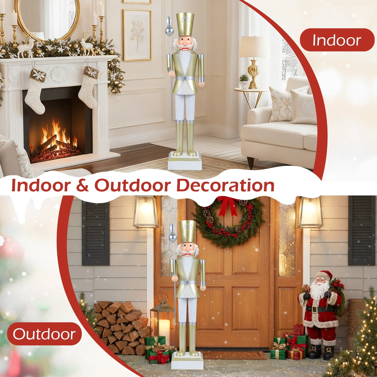 Gymax 4' Outdoor Christmas Nutcracker w/High Hat & Beautiful Scepter Uniform & Boots for Yard Black