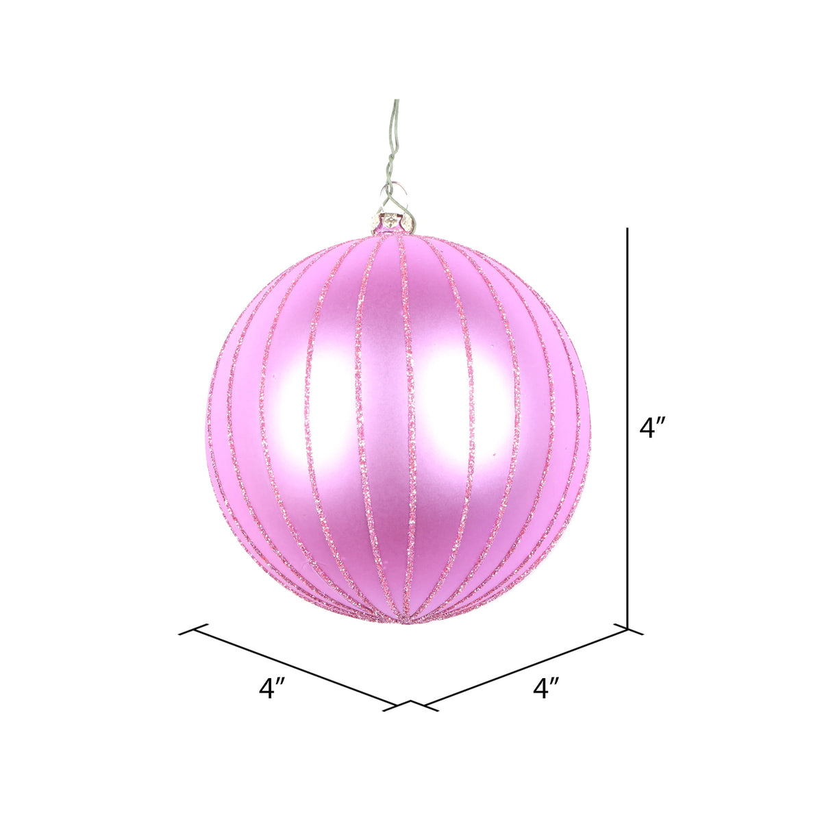 Vickerman 6" Rose Gold Matte Glitter Ball Christmas Ornament, 2 pieces per bag