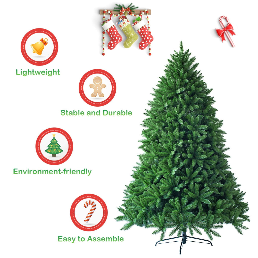 Costway 6ft Premium Hinged Artificial Christmas Fir Tree w/ 1250 Branch Tips