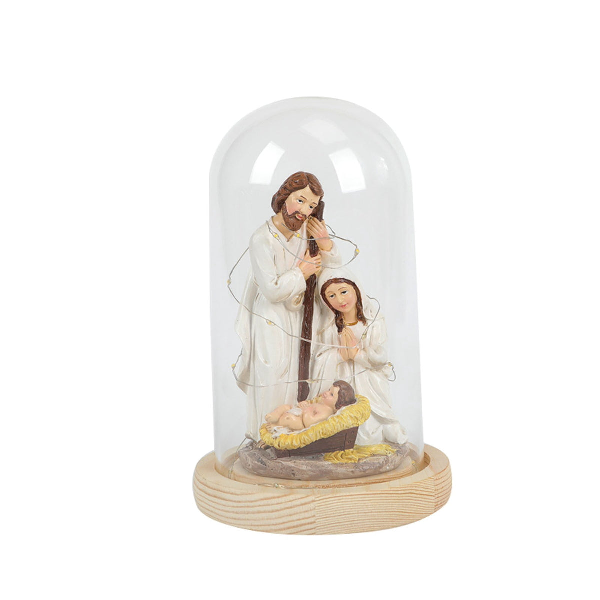 Bfogop Glass Christmas Led Nativity Scene Figurine Glowing Ornament Crafts For Festival Wedding Birthday Party Christmas Nativity Figurines Decorations Glass Dome Religious Decorations
