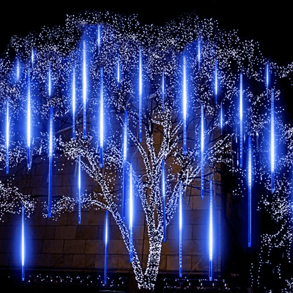 Upgraded Meteor Shower Rain Lights - 19.68 Inch, 10 Tubes, 540 LED Falling Rain Drop Christmas Light, Waterproof Cascading Lights for Holiday Party Wedding Christmas Tree Decoration (White)