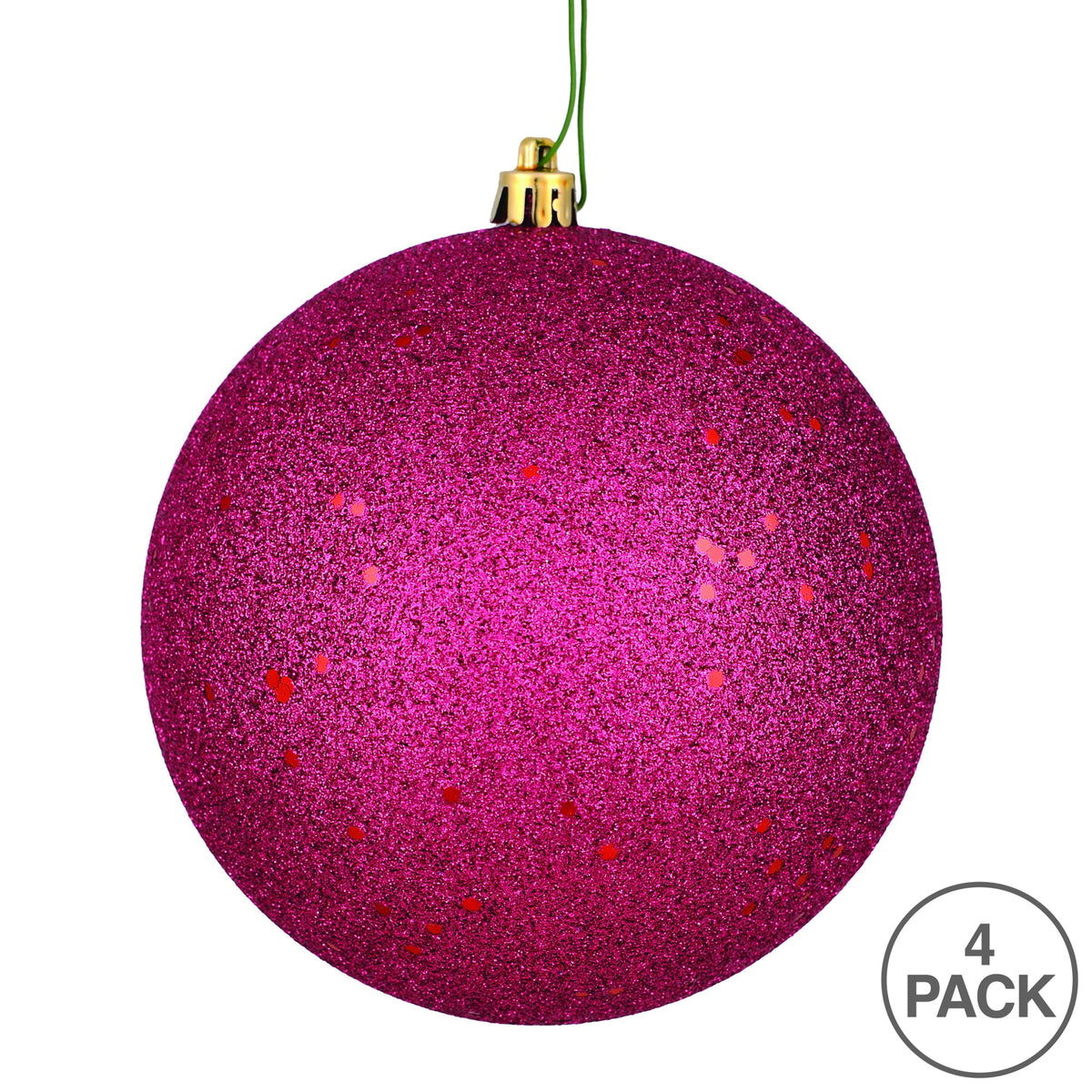 Vickerman 6" Moss Green Sequin Ball Ornament, 4 per Bag