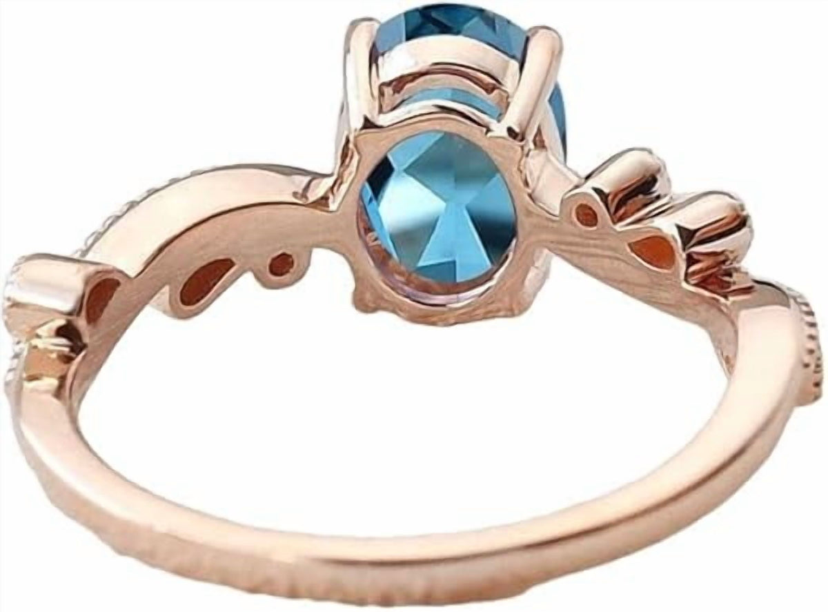 Blue Topaz Gemstone Ring, Natural London Blue Topaz Ring,Statement Ring, December Birthstone, Womans Ring, Gold Micron Ring, 925 Sterling Silver, Wedding Gold Ring, Christmas Gift, Engagement Ring