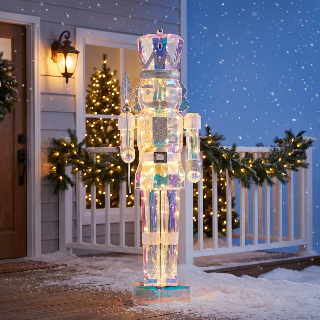 LED Lighted Prism Nutcracker Christmas Decoration, Iridescent, 72", by Holiday Time