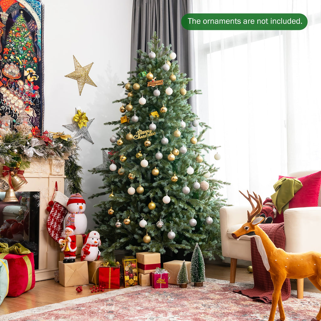 Costway 8ft Hinged Artificial Christmas Spruce Tree w/ 1658 Mixed PE & PVC Tips