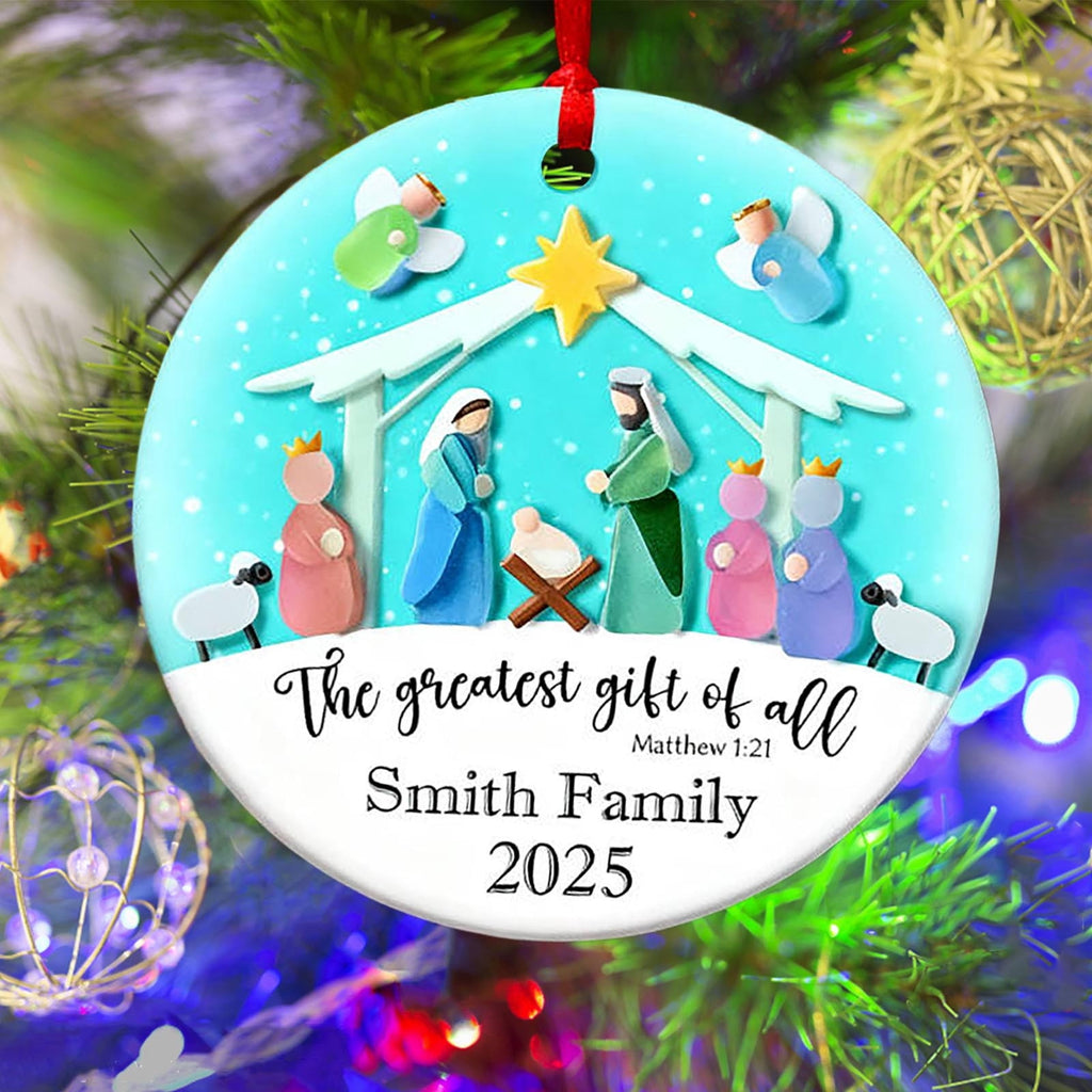 Lunxisen 1 Pcs Sea Glass Nativity: Jesus’ Birth Christmas Ornament,Coastal Inspired Sea Glass Nativity Ornament,Handmade Nativity Scene, with Shells and Starfish