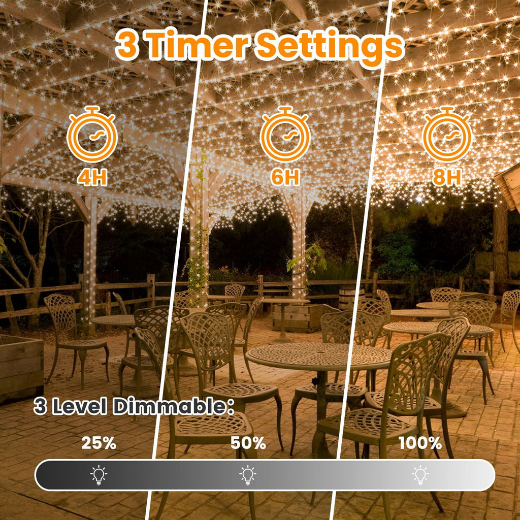 TeqHome Solar Christmas Lights 192 LED 9.8x6.6Ft Christmas Net Lights IP44 Waterproof Christmas Decorations for Garden Patio Yard Xmas Party