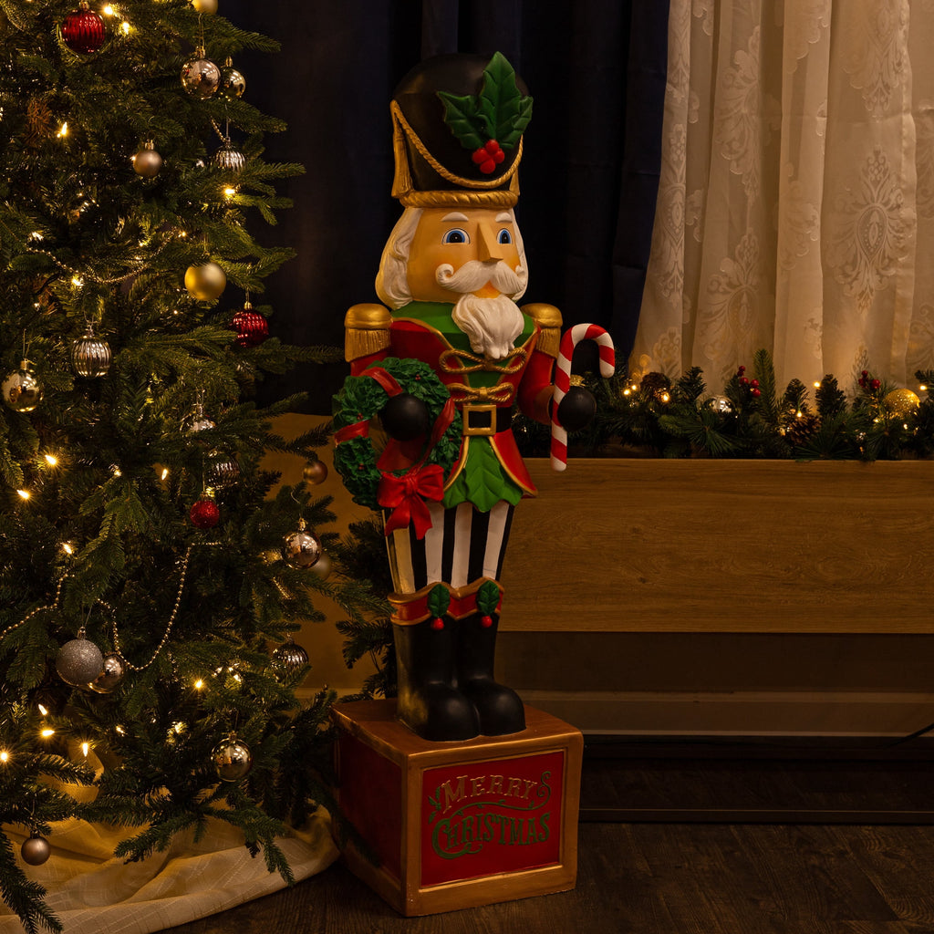 Sunnydaze Green Resin Karl the Christmas Nutcracker Statue, 48"
