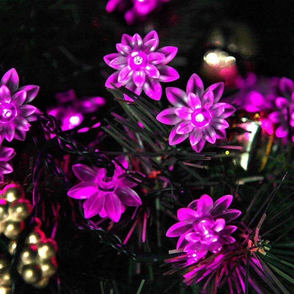 HESHENG Solar Lotus Flowers String Lights, Waterproof 40ft 100LEDs Lights Fairy Lights Outdoor 8 Modes Festival Lighting for Patio Yard Tree Wedding Party Christmas Decoration, Multicolor