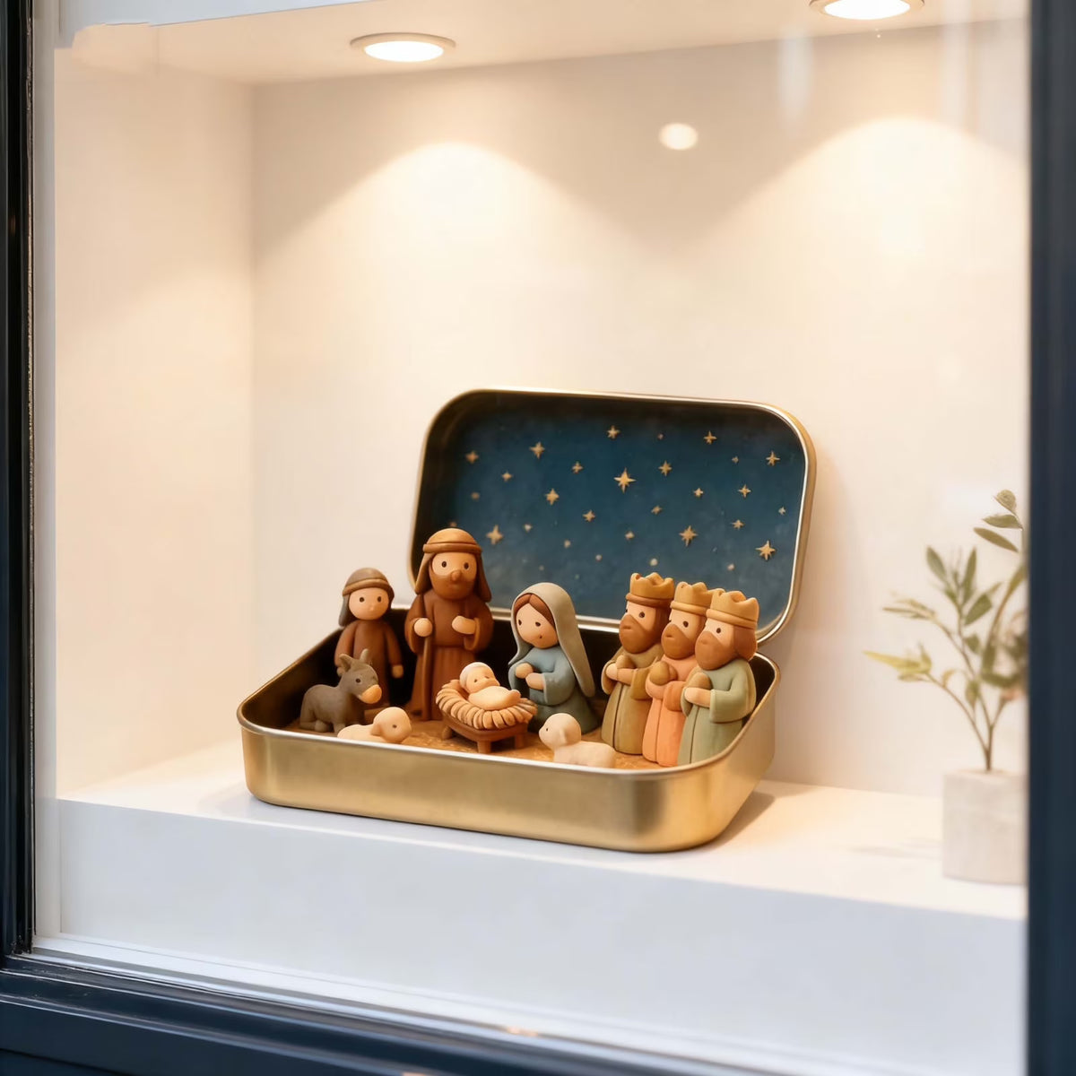 Mini Christmas Nativity Set in a Tin Box Small Nativity Set Handcrafted Pocket Nativity Scene with Mini Jesus Figurines,