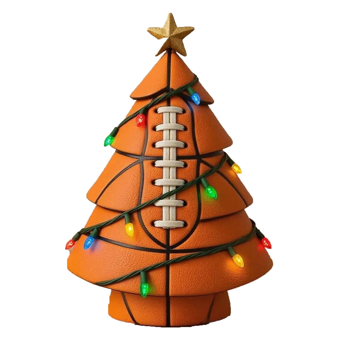 Football Theme Mini Christmas Trees with Lights, Tabletop Small Christmas Tree Ornaments Lighted, Xmas Tree with LED Lights for Desk Table Top Party Festival Sports Theme Decorations