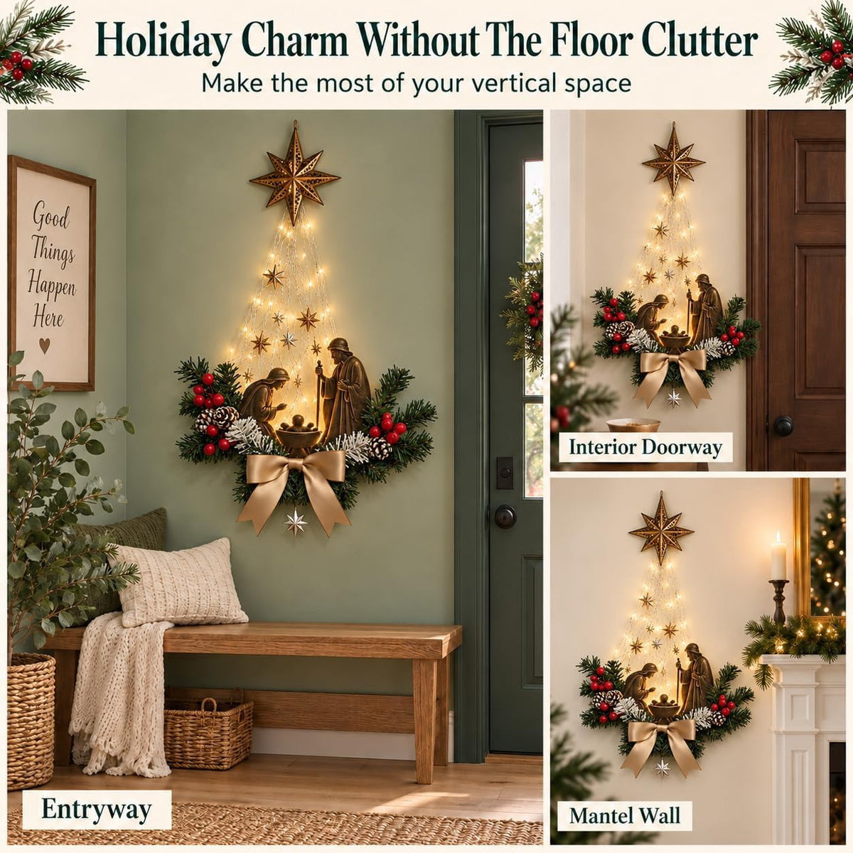 Lighted Nativity Wall Decor, Warm LED Nativity Scene Christian Homes