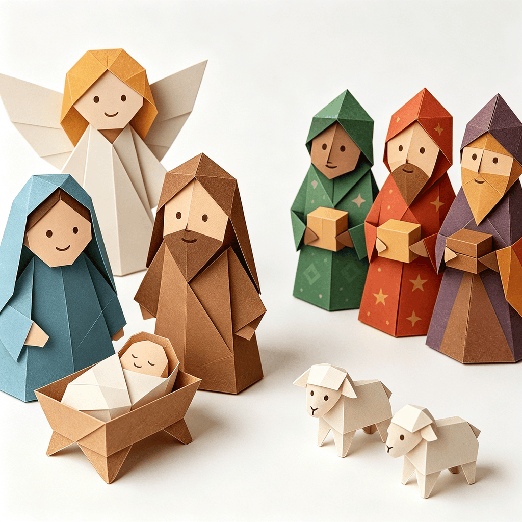 BESTSKY 2026 New Diy Paper Nativity Scene Kit-Holiday Decoration for Family Activities,Step-By-Step Instructions for Easy Crafting,For Mantel and Table Display
