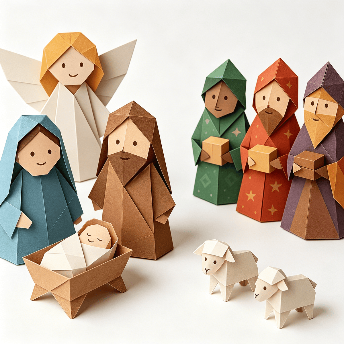 BESTSKY 2026 New Diy Paper Nativity Scene Kit-Holiday Decoration for Family Activities,Step-By-Step Instructions for Easy Crafting,For Mantel and Table Display