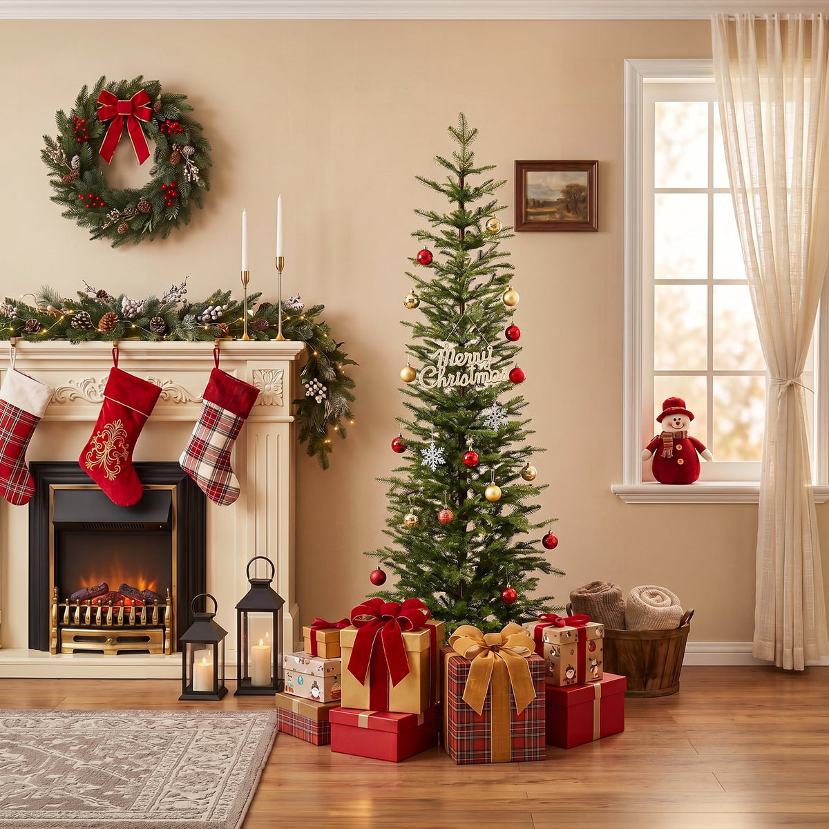 DR.Planzen 5ft Pencil Christmas Tree, 1104 Tips PE Realistic Unlit Artificial Slim Christmas Tree with Metal Stand - Holiday Indoor Decoration for Apartment Entryway Corner Office